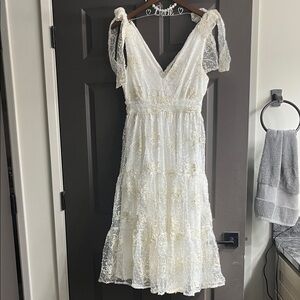 Lulu's Forever Endearing White Embroidered Midi Dress - Bridal